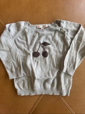 Bonpoint Grey cherry sweater 3T